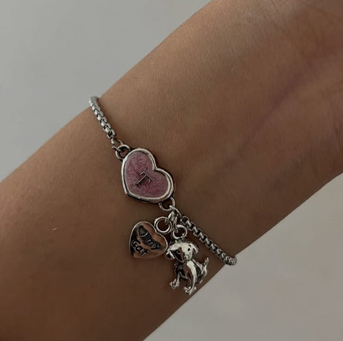 Crissia Initials Handmade Bracelet (dog charm)