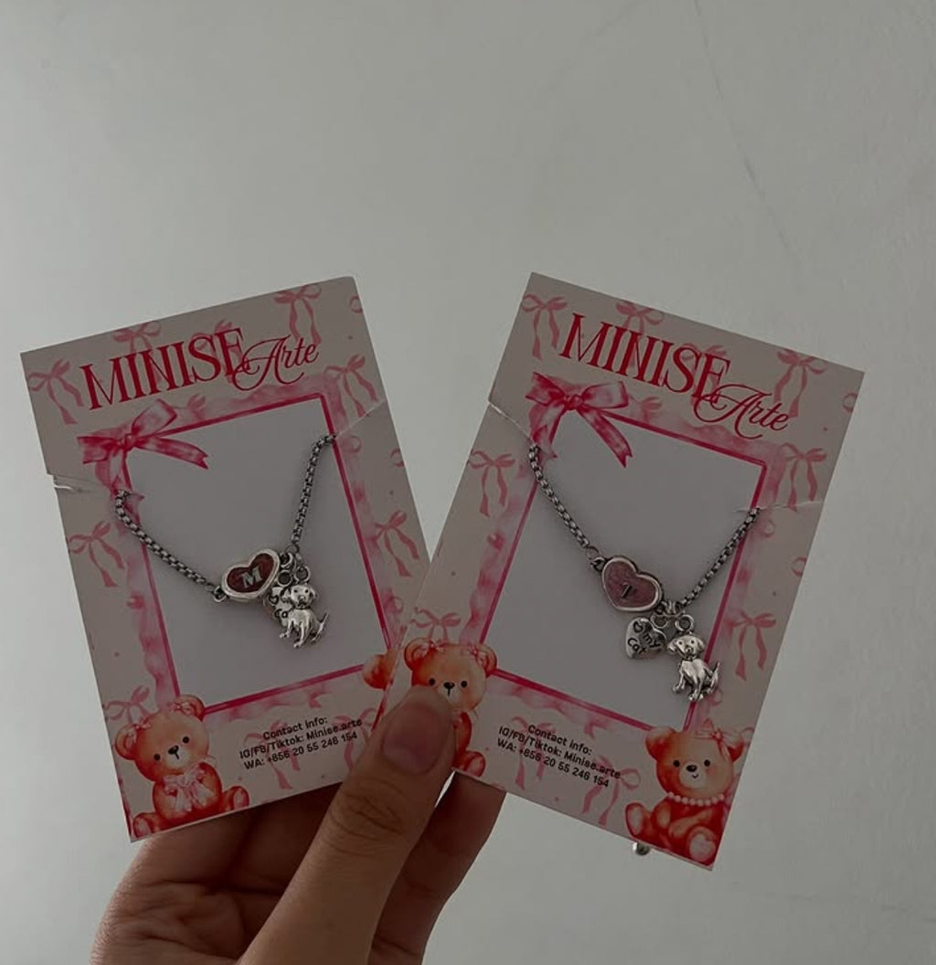 Crissia Initials Handmade Bracelet (dog charm)