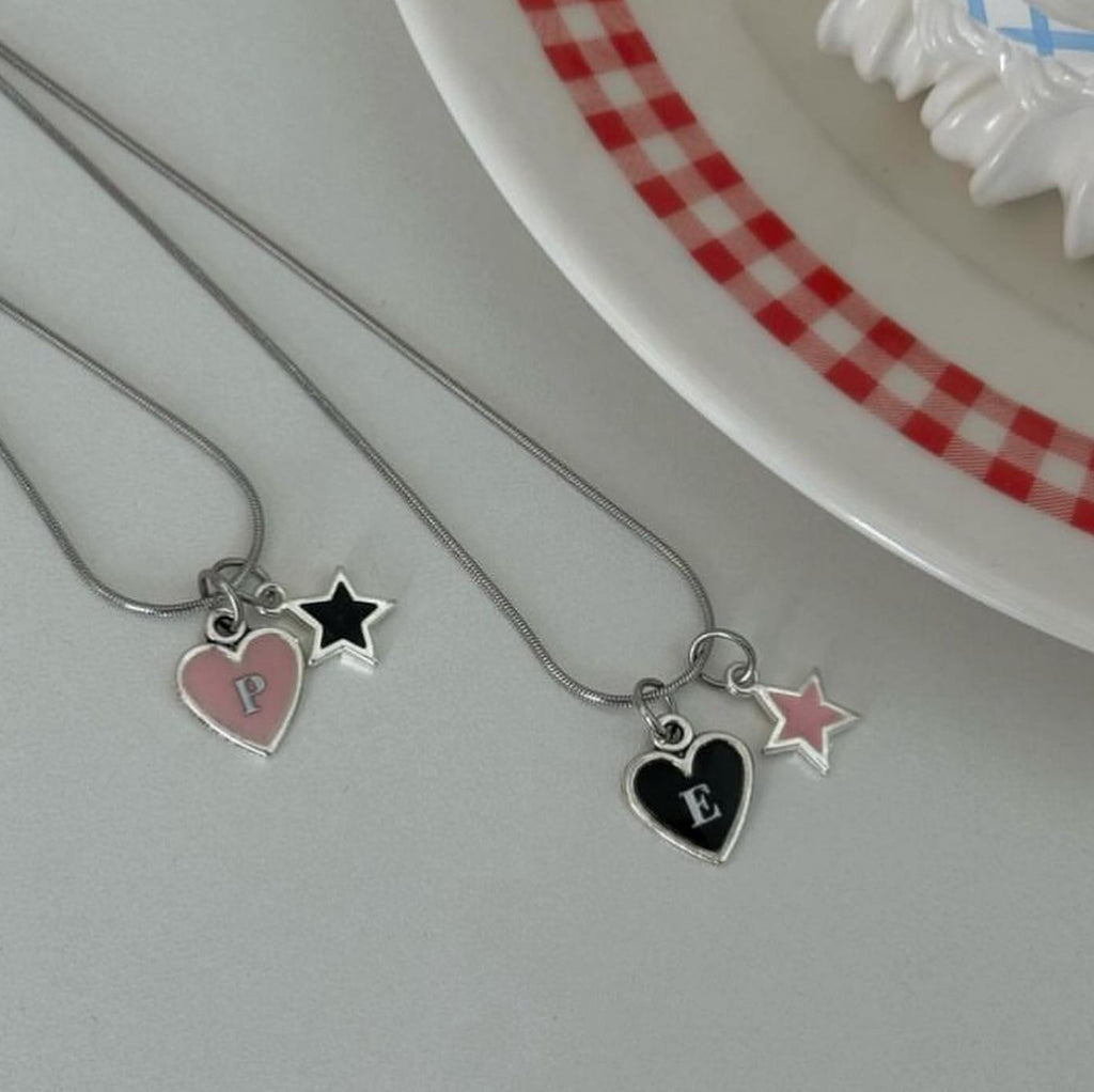 Heart & Star Initials Necklace