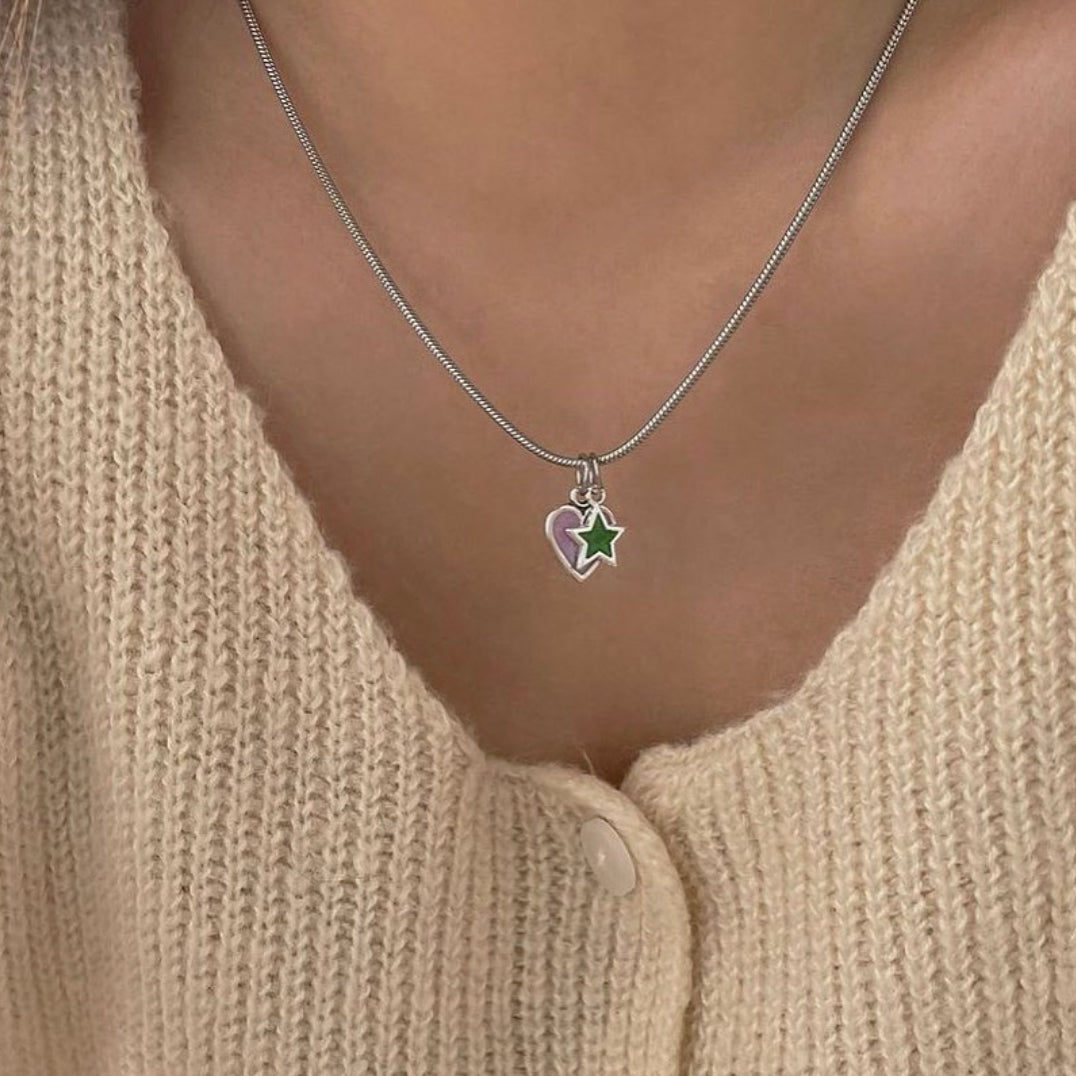 Twinkle Heart & Star Initials Handmade Necklace