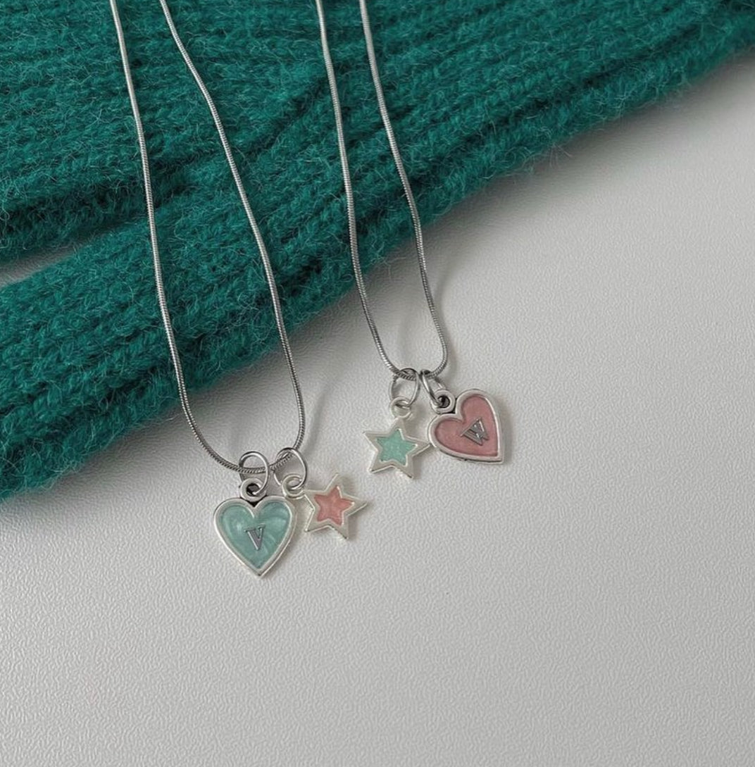 Twinkle Heart & Star Initials Handmade Necklace