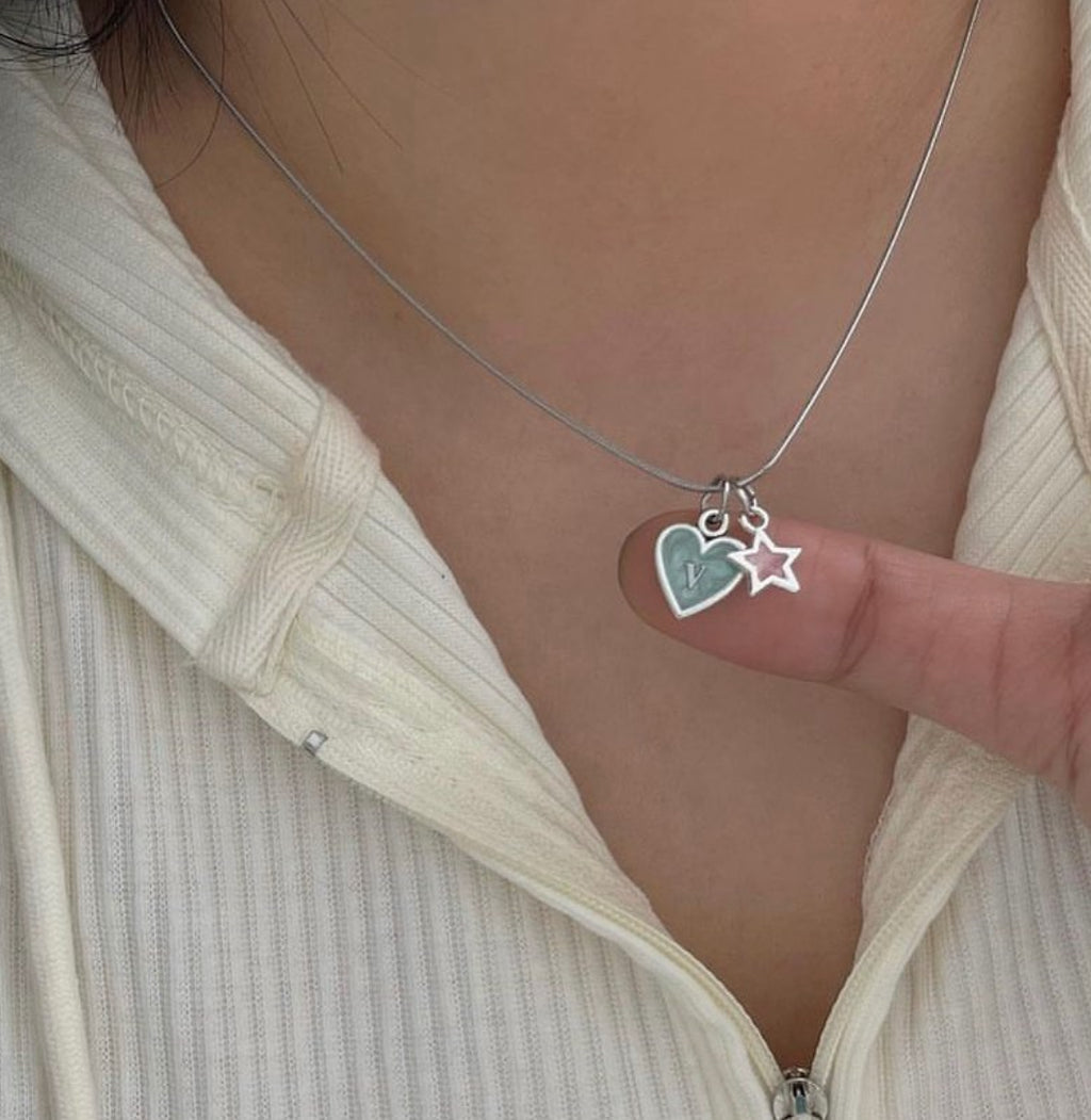 Twinkle Heart & Star Initials Handmade Necklace