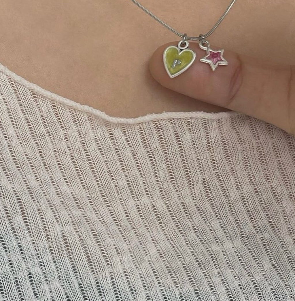 Twinkle Heart & Star Initials Handmade Necklace