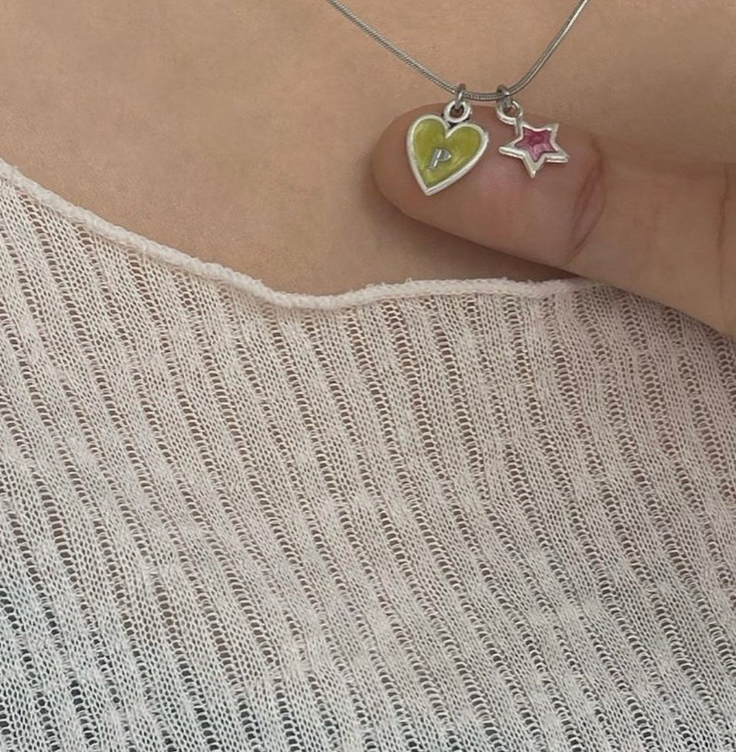 Twinkle Heart & Star Initials Handmade Necklace