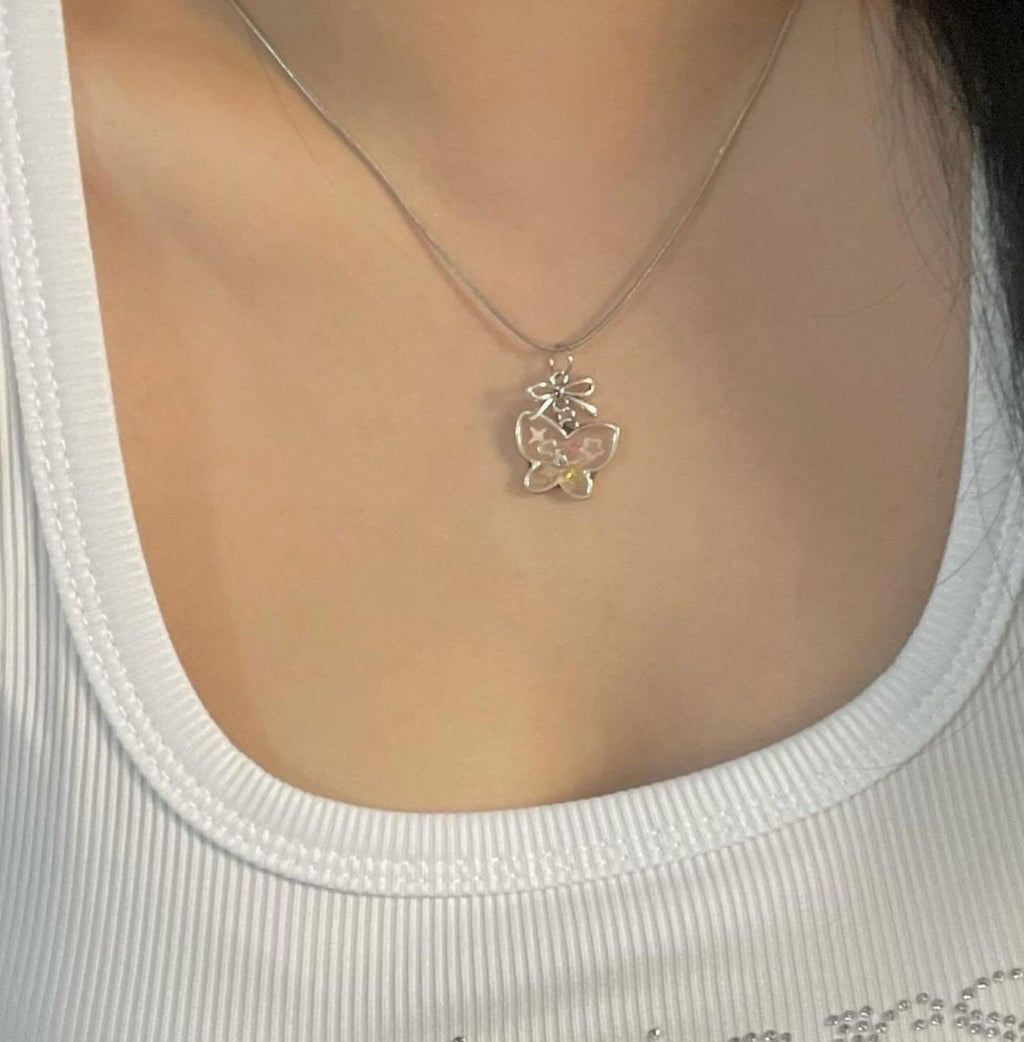 Glitter Butterfly Necklace