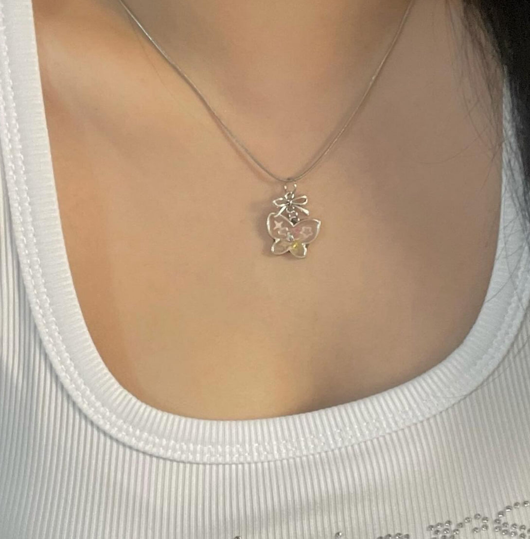 Glitter Butterfly Necklace
