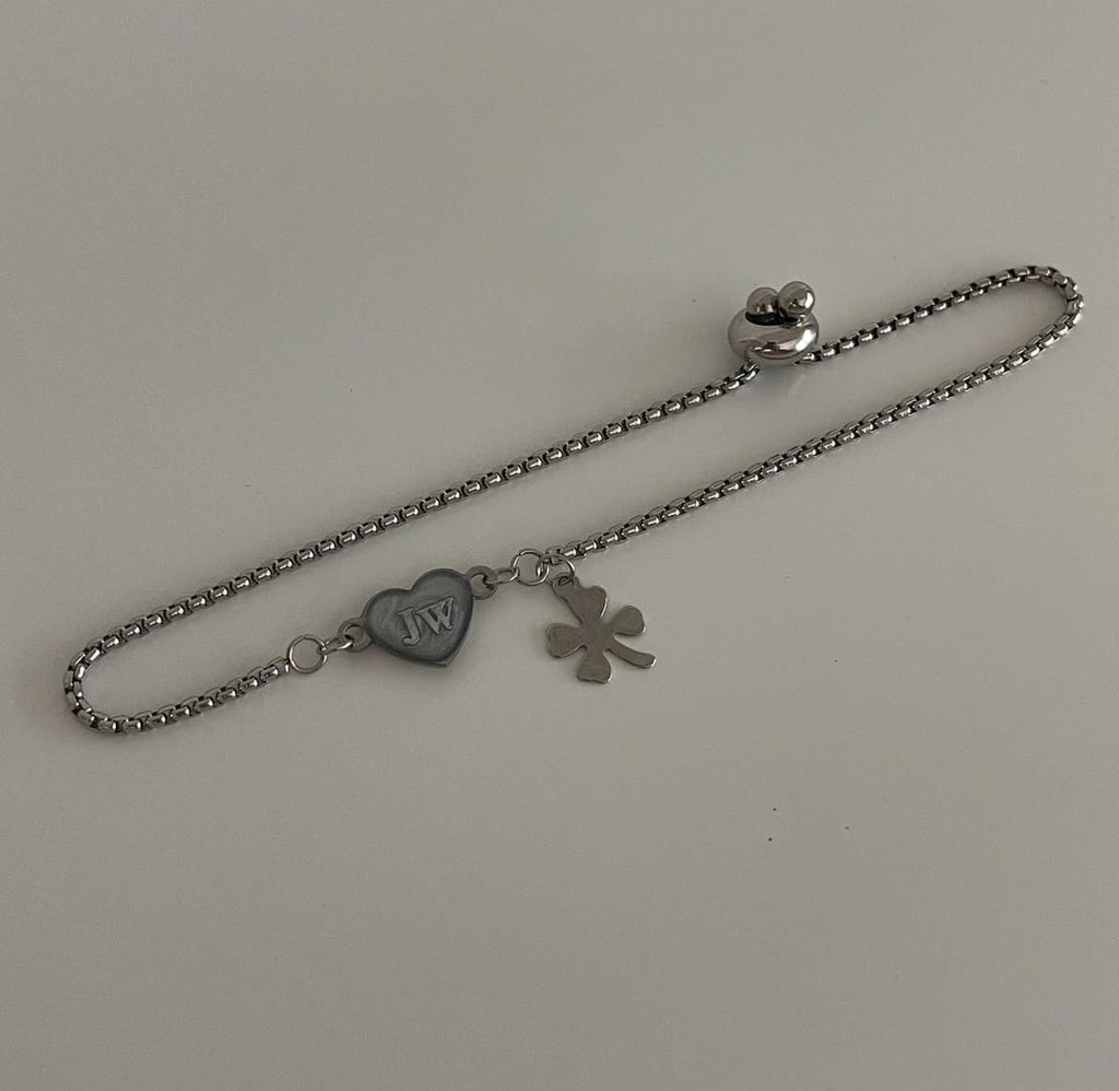 Clover Heart Initials Bracelet