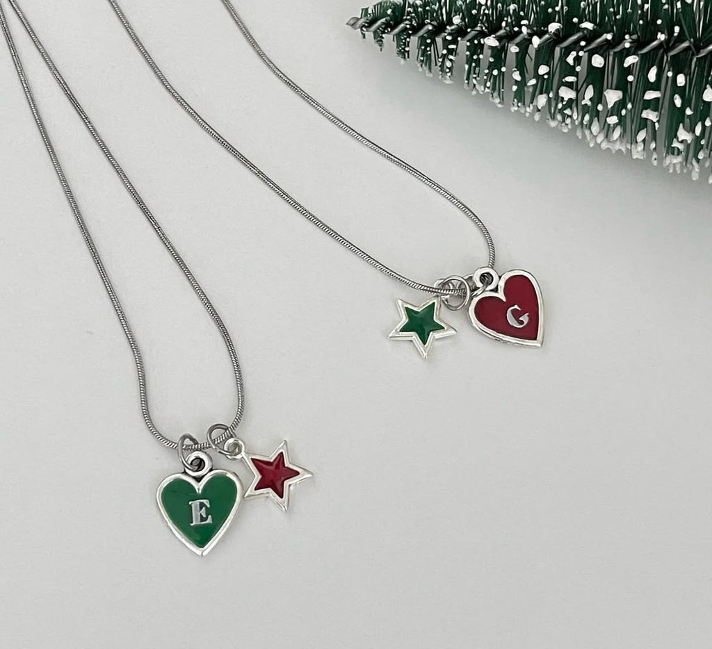 Christmas Collection - Heart & Star Initials Necklace