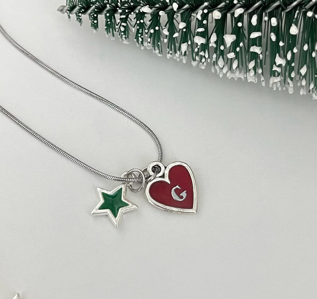 Christmas Collection - Heart & Star Initials Necklace