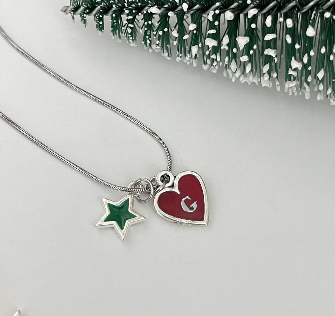 Christmas Collection - Heart & Star Initials Necklace