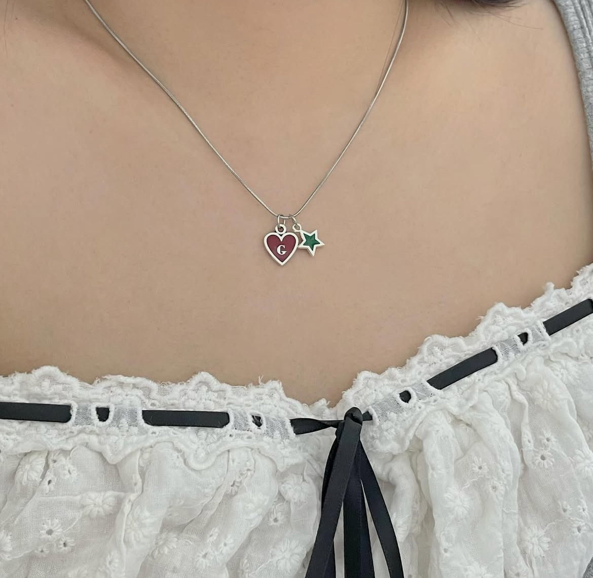 Christmas Collection - Heart & Star Initials Necklace