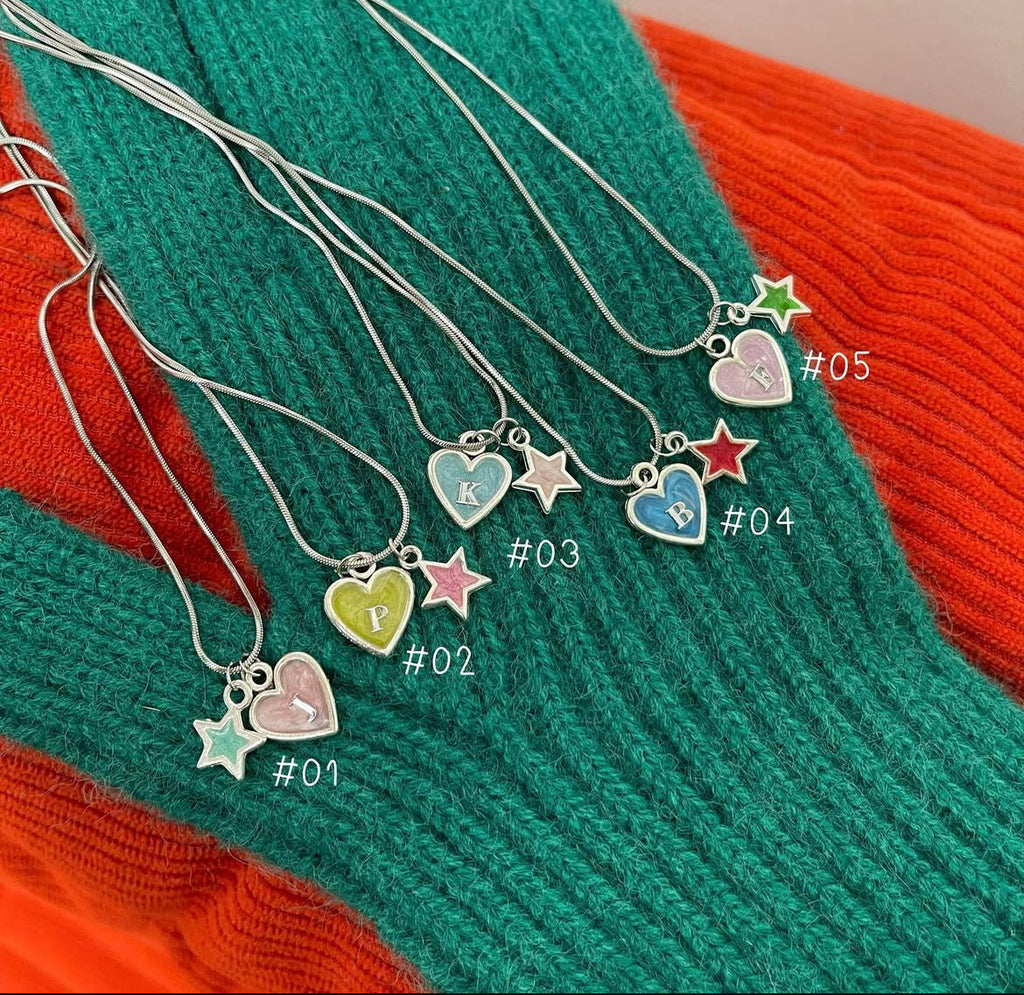 Heart & Star Initials Necklace